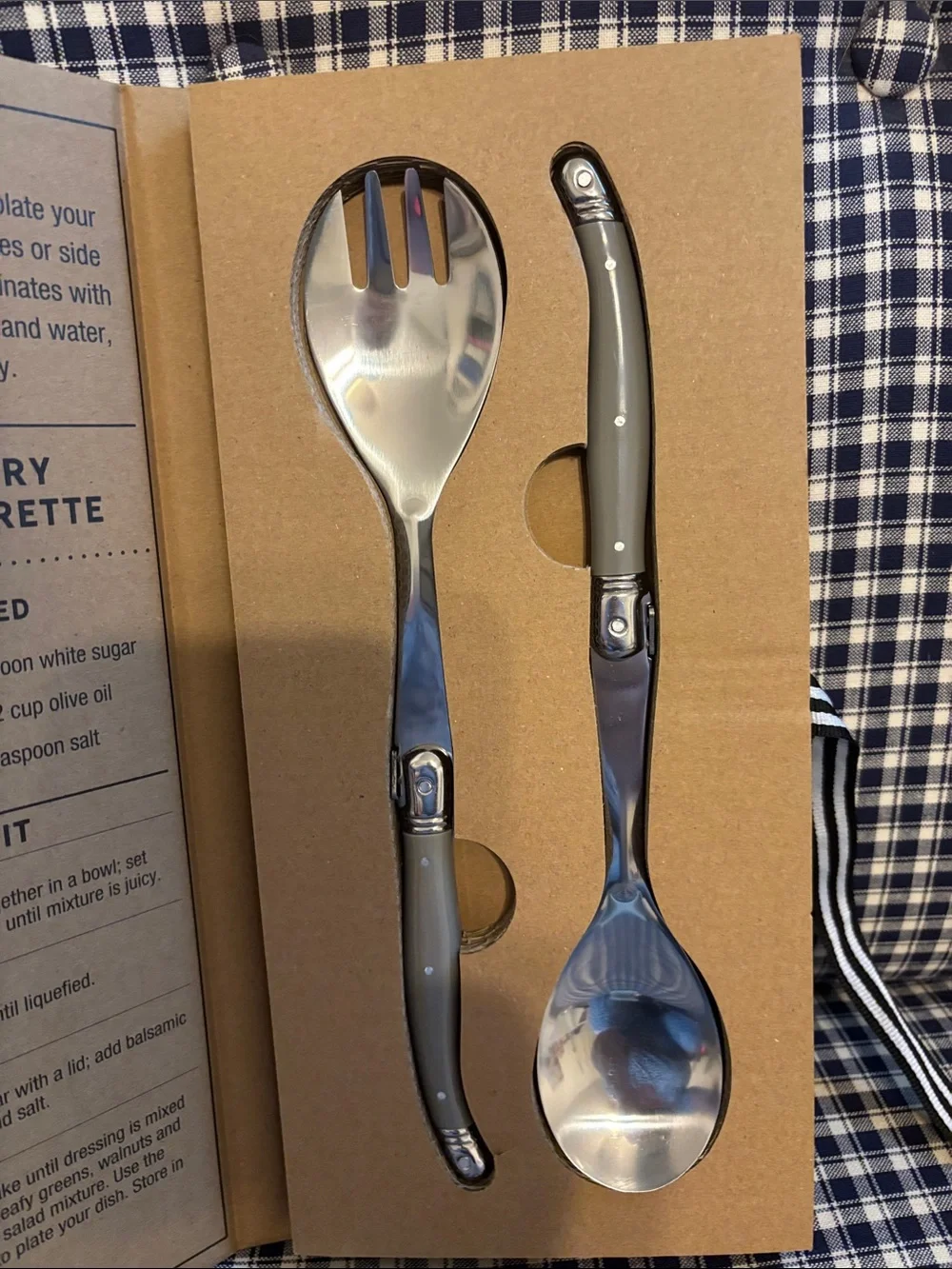 Serving Spoon and Fork Set with Stainless Heads - Home Dining